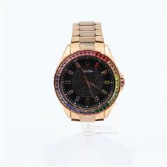 Bulova Crystal Quartz Gemmed Rose Gold Stainless Steel Watch